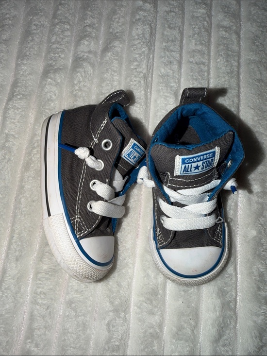 Converse Other - Converse Kids' Gray & Blue All Star High-Top Sneakers | Size 5 Toddler